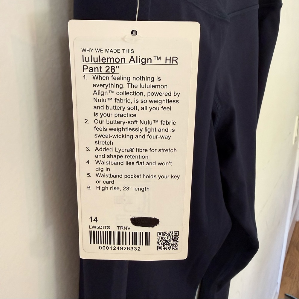 Lululemon Align HR Pant 28” Navy Blue NWT Size 14 Buttery Soft Nulu - Picture 5 of 5